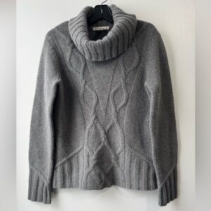 Susan Bristol Gray Cable Knit Turtleneck Sweater Sz M
